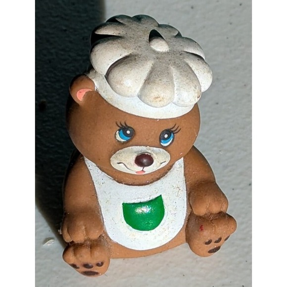 Other - Teddy Bear Pencil Sharpener White Cap Green Pocket Vintage